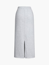 Pockets Raw Hem Drawstring Maxi Sweatshirt Skirt